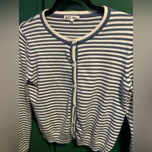 Alex Mill Striped Blue/cream Cardigan, Buttons